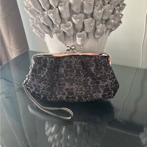 Coach wristlet- black and silver